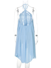 Chiffon Halter Flare Mini Dress