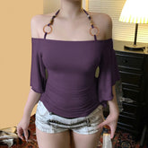 Halter Neck Beaded Strap Top