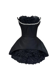 Rhinestone Trim 3d Frill Hem Corset Mini Dress