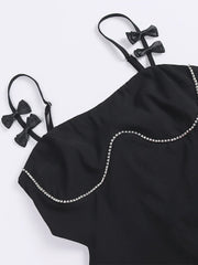 Black Diamonds Spaghetti Strap Cut Out Mini Dress