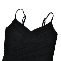 Black Mesh V-neck Strappy High Slit Maxi Dress