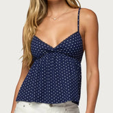 Blue Polka Dot Babydoll Top