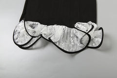 Black Frill Trim Strappy Mini Dress