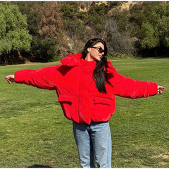 Hooded Padded Stand Collar Coat