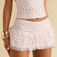 Layered Ruffle Polka Dot Mini Skirt