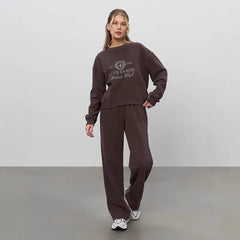 Letter Print Sweatshirt And Pants Set