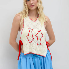 Sleeveless Fish Crochet Pullover Tank Top