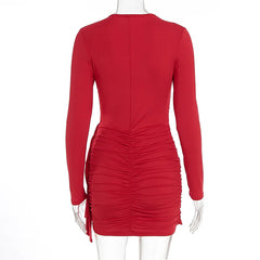 Bodycon Long Sleeve High Ruched Side Mini Dress