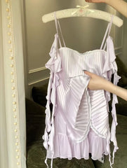 Chiffon Pleated Chest Pads Fold Nightdress