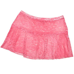 Pink See Through Lace Mini Skirt