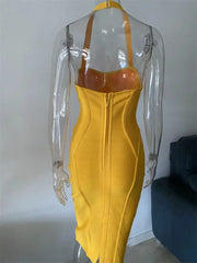 Yellow Bandage Midi Dress