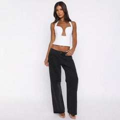 Halter Deep Neck Cut Corset Top