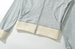 Rib Zipper Sweatshirt And Low Waist Pleated Mini Skirt Set