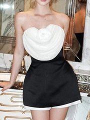 Heart Draped Strapless Mini Dress