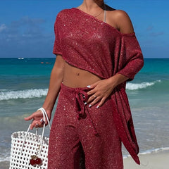 Knitted Poncho Cover-up Crop Top