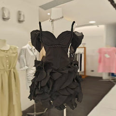 Ruffle Braided Strap Off-Shoulder Mini Dress