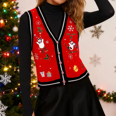 Christmas Embroidery Knit Vest