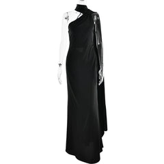Satin Halter Drape Maxi Dress