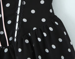 Black Polka Dot 3D Flower Mini Dress
