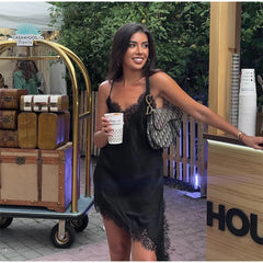 Satin Lace Patchwork Cami Mini Dress