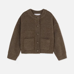 Crew Neck Button-Front Knit Cardigan