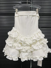 Strapless Multilayer Ruffles Mini Dress