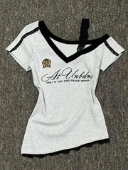 Grey Lace Sport Off shoulder Top