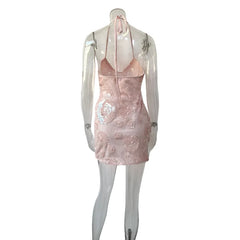 Sequin Strappy Tie Up Mini Dress