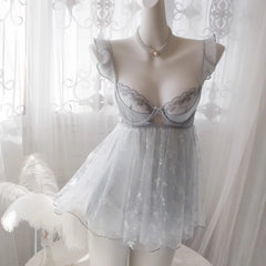 Flower Mesh Babydoll Nightdress