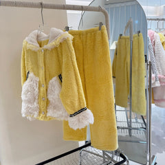Fur Pijama Flannel Three-Piece Set