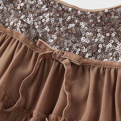 Sequin Multi-Layered Spaghetti Strap Ruffled Mini Dress