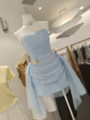 Strapless Draped Mesh Mini Dress