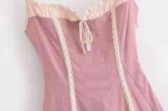 Pink Lace Strappy Mini Dress