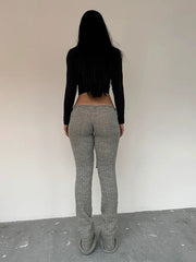 Knitted Low Waist Drawstring Pants