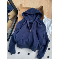 Crop Hooded Zip Up Sweatshirt