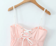 Embroidery Floral Bra Corset Mini Dress