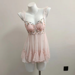 Daisy Lace Nightdress with Chest Pads