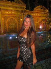 Black Polka Dot Tube Wrap Mini Dress