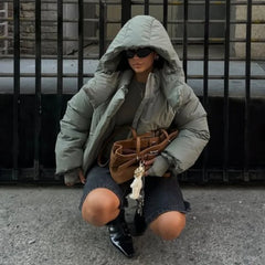 Hooded Padded Stand Collar Coat