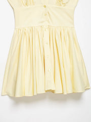 Cap Sleeve Buttoned Pleated Mini Dress