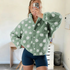 Polka Dot Fuzzy Fleece Jacket