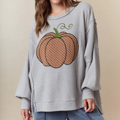 Pumpkin Print O-neck Pullover Sweatshirt