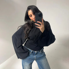 Long Sleeve Round Neck Solid Loose Tee