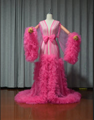 Long Tulle Fluffy Sleepwear Robes