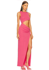 Pink Sleeveless Cut Out Maxi Dress