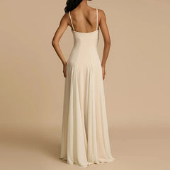 White Strap Solid Maxi Dress