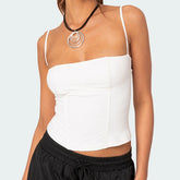 Square Neck Cami Solid Crop Top