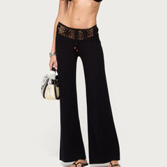 Crochet Knit Low Waist Pants