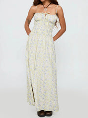 Smocked Spaghetti Strap Stripe Maxi Dress