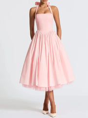 Halter Tulle Flare Maxi Dress